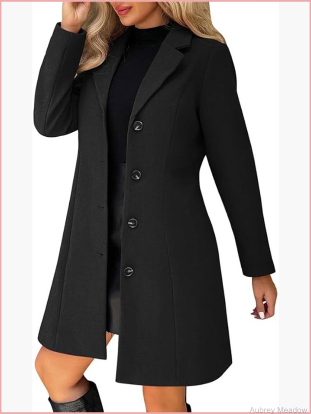 Wool Blend Pea Coat Long Trench Blazer Jacket Fall Winter